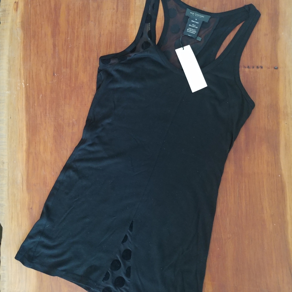 Miss Me Couture Black Extra Long Tank Top NWT Sz M
